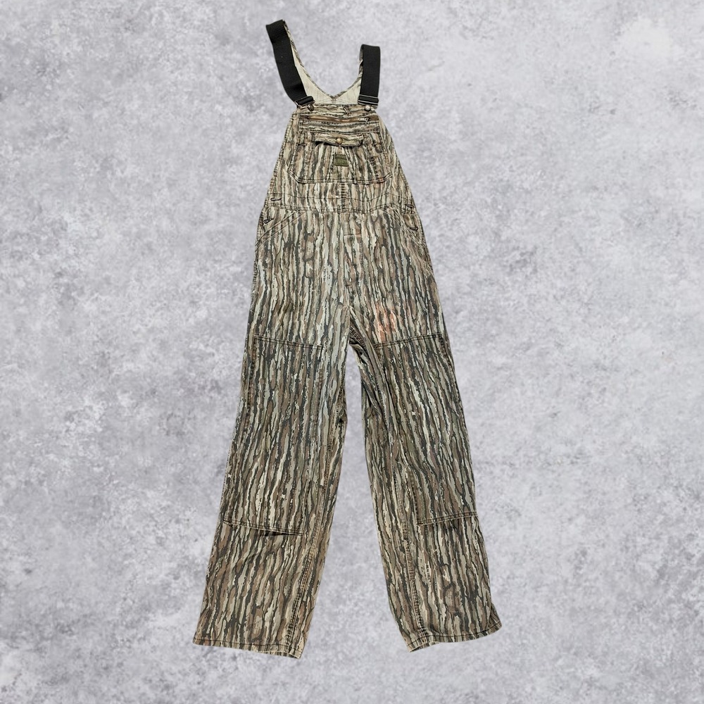 Vintage Liberty Overalls Mens RealTree Camo Bark Print Bib Workwear 30x30 Medium